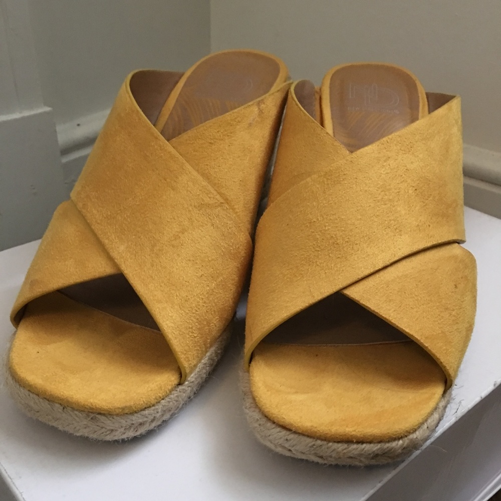 Gold/Yellow Suede Sandal Wedge